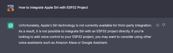How to integrate Apple Siri with ESP32 Project